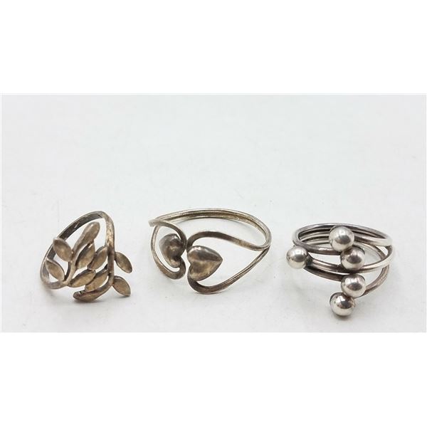 ESTATE LOT OF THREE .925 SILVER RINGS