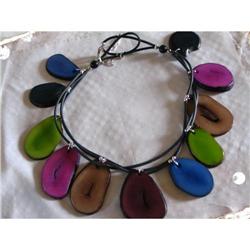 Multi-Color/Strand  Ivory-like Collar Necklace #2147740