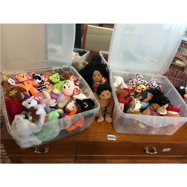 Huge Collection of Beanie Babies in Plastic Tubs