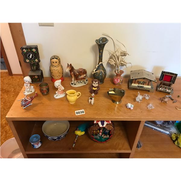 Various Figurines, Music Boxes, Clock & Vases