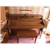 Image 7 : Henry Herbert Upright Piano with Bench & Music Books & Lam