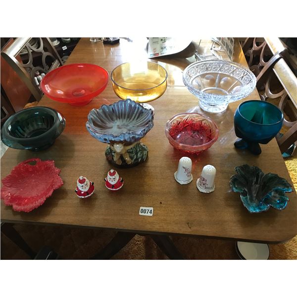 Crystal Bowl, Colourful Assorted Bowls, Salt & Pepper Shakers
