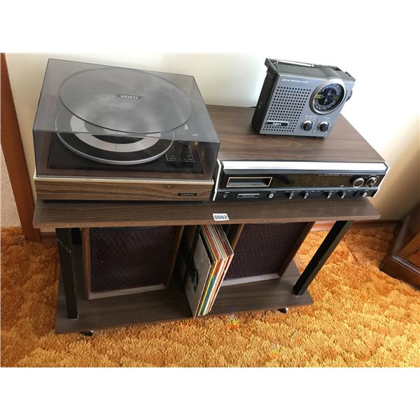 Lloyds Turntable Receiver Pulser II Portable RADIO, 2 Speakers & Various Records