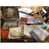 Image 1 : Assorted Table Linens, 2 Paintings and Trivets