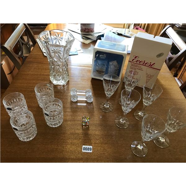 Bohemian Crystal Tumblers, Crystal Vase, Knife Holder Etc
