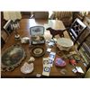 Image 1 : Assorted Pins, Vintage Lamps, Petit Points, Metal Golden Retriever Ornament, & Vintage Bowl