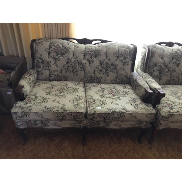 Vintage Upholstered Loveseat & Chair