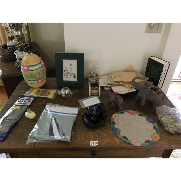 Elephant Candle Holder, Odor Eaters, Easter/Christmas Decor, Sewing Patterns Etc.