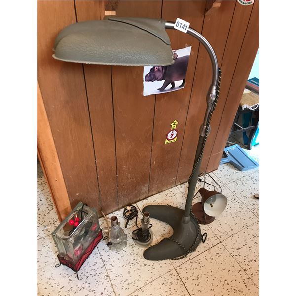 Large Vintage Metal Floor Lamp, 2 Glass Lights & Christmas Light-up Decoration