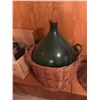 Image 2 : Massive Viresa Green Glass Bottle Demijohn Woven Wicker Encased Wine Bottle Vessel