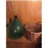 Image 3 : Massive Viresa Green Glass Bottle Demijohn Woven Wicker Encased Wine Bottle Vessel