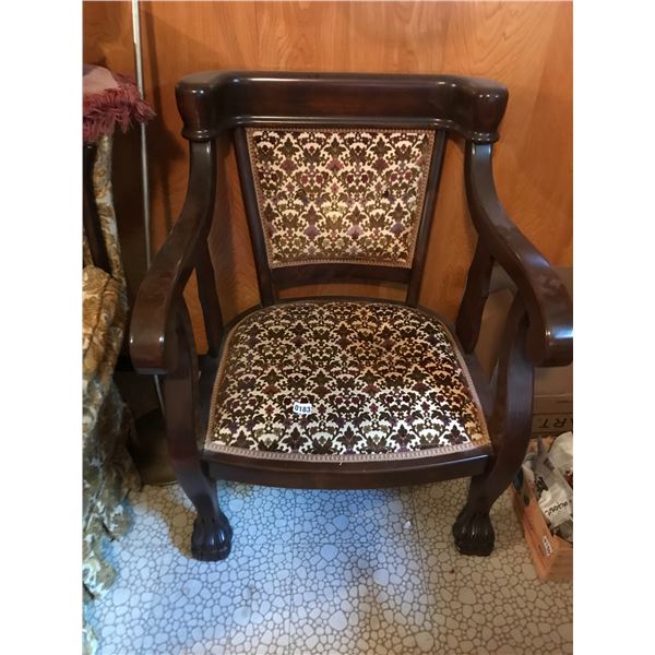 Large Upholstered Chair with Lion Claw Feet