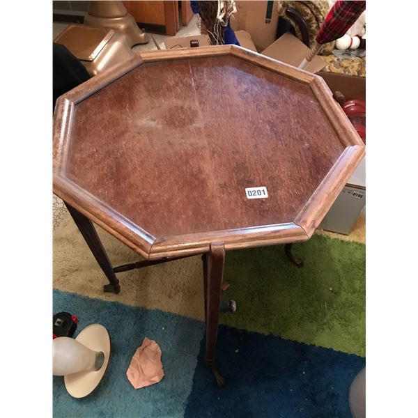Hexagonal Wood Table with Claw Feet