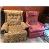 Image 1 : 2 Large Upholstered Chairs (one reclines)
