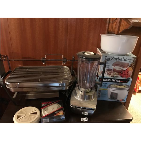 Phillis Blender, Rotissiere, Rice Cooker, Ronco Ice Cream Maker, & Smoke Detectors