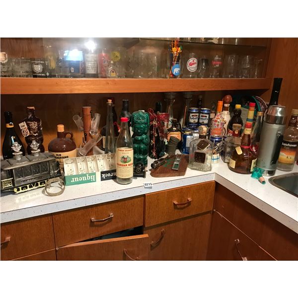 Empty Collectible Alcohol Bottles, Bar-ware & Glassware