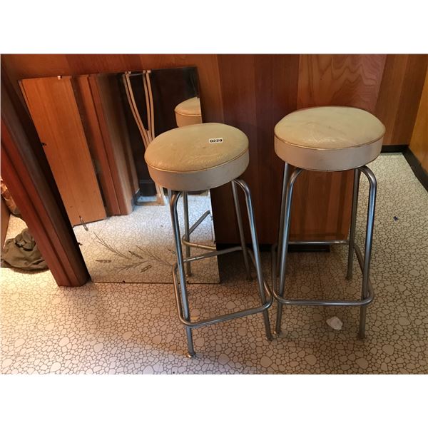 Two Mid Century Modern Stools & Mirror