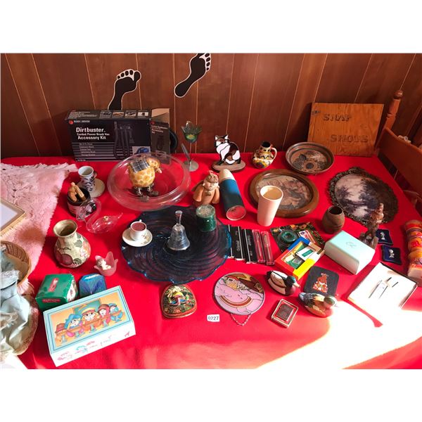 Stained Glass Cat, Dirtbuster, Pens, Ducks, Windguard Lighter & Various Home Decor