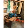 Image 1 : Wood Vintage School Desk, Skates, Pet Carrier, Christmas/Halloween Decorations & Homelite Easy Start