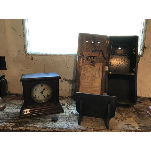 Antique Clock & Northern Electric Rolled Condenser Wood Case