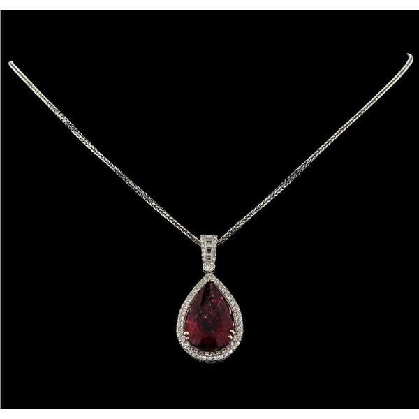 17.94 ctw Tourmaline and Diamond Pendant With Chain - 18KT White Gold