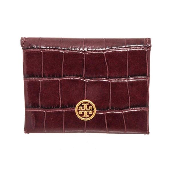 Tory Burch Brown Embossed Parker Foldable Wallet