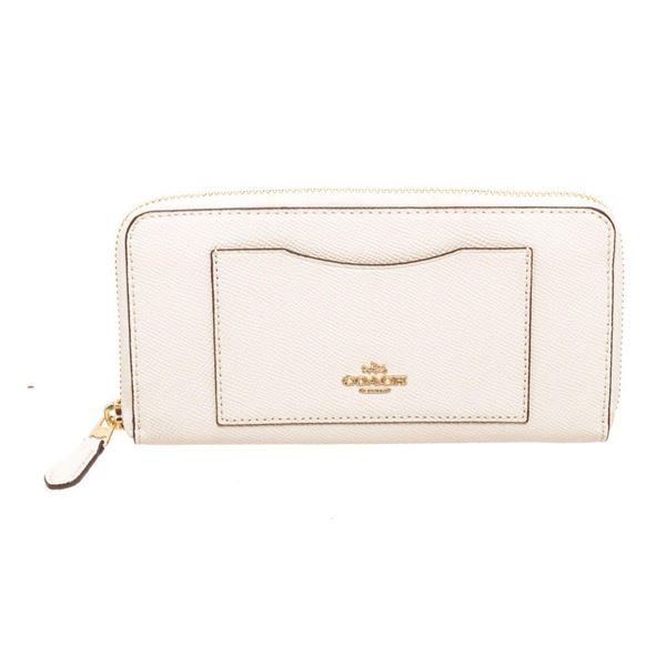 Coach White Crossgrain Leather Zippy Wallet