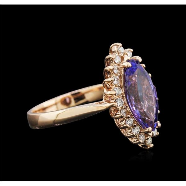 2.50 ctw Tanzanite and Diamond Ring - 14KT Rose Gold