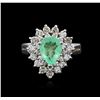 Image 2 : 14KT White Gold 1.39 ctw Emerald and Diamond Ring