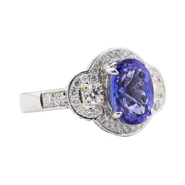 2.88 ctw Tanzanite and Diamond Ring - 14KT White Gold