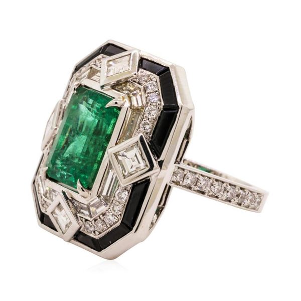 6.46 ctw Emerald and Diamond Ring - 18KT White Gold