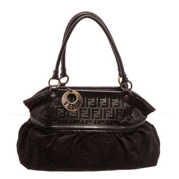 Fendi Black Chef Zucca Shoulder Bag