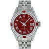 Image 2 : Rolex Ladies Stainless Steel Red Diamond & Ruby 26MM Oyster Perpetual Datejust