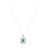 Image 1 : 2.85 ctw Emerald and Diamond Pendant With Chain - 18KT White Gold