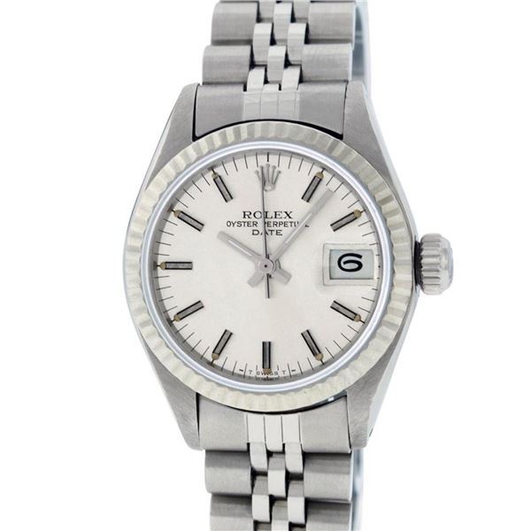 Rolex Ladies Stainless Steel Silver Index 26MM Datejust Oyster Perpetual Wristwa