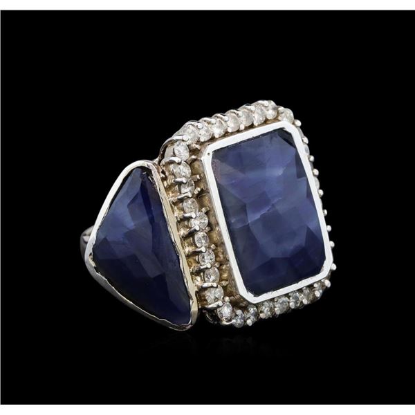 14KT White Gold 20.59 ctw Sapphire and Diamond Ring