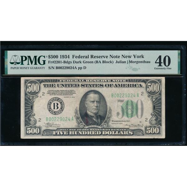 1934 $500 New York FRN PMG 40