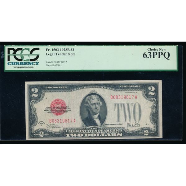 1928B $2 Legal Tender Note PCGS 63PPQ