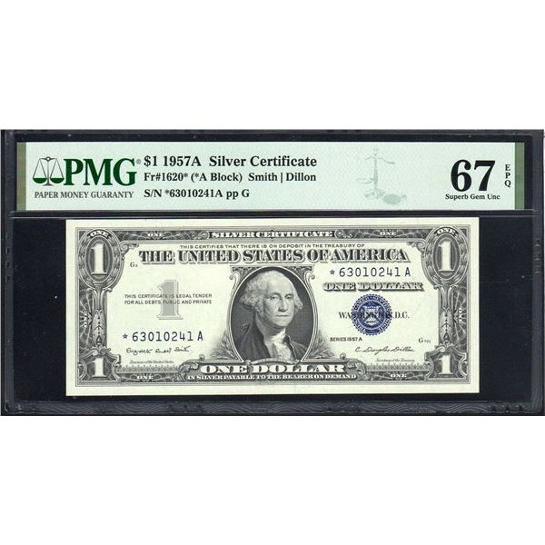 1957A $1 STAR Silver Cert PMG 67EPQ