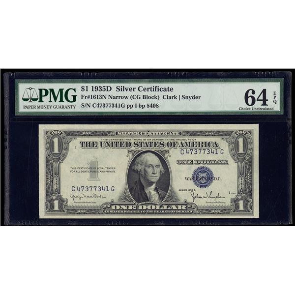 1935D $1 Silver Certificate PMG 64EPQ