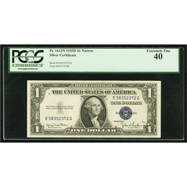 1935D $1 Narrow Silver Certificate PCGS 40