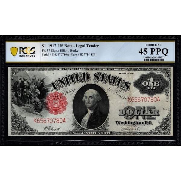 1917 $1 Legal Tender Note PCGS 45PPQ