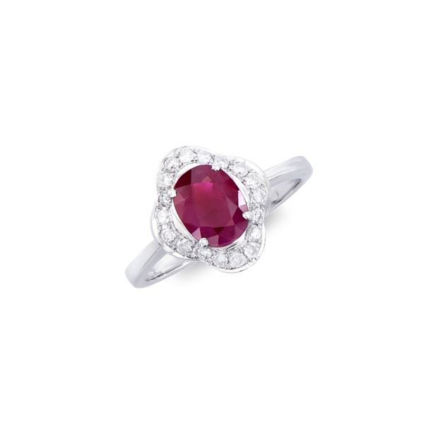 14KT White Gold 1.50ct Ruby and Diamond Ring