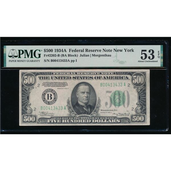 1934A $500 New York FRN PMG 53EPQ