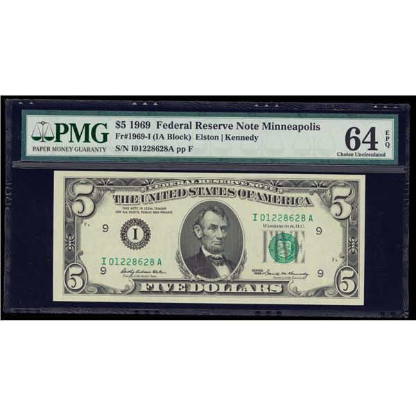 1969 $5 Minneapolis FRN PMG 64EPQ