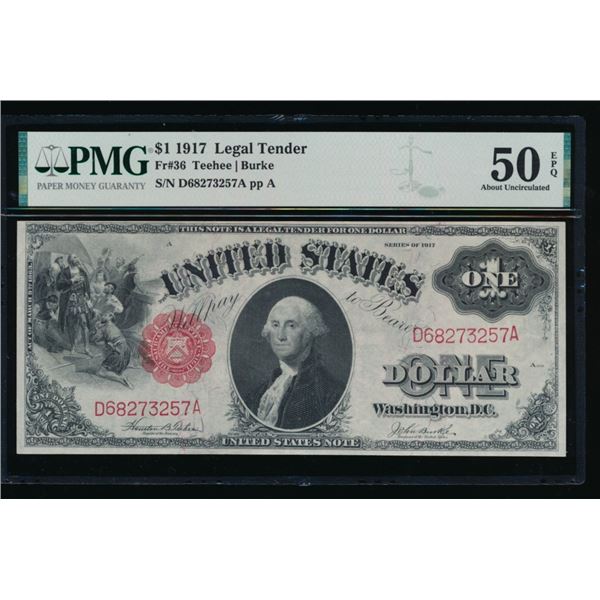 1917 $1 Legal Tender Note PMG 50EPQ