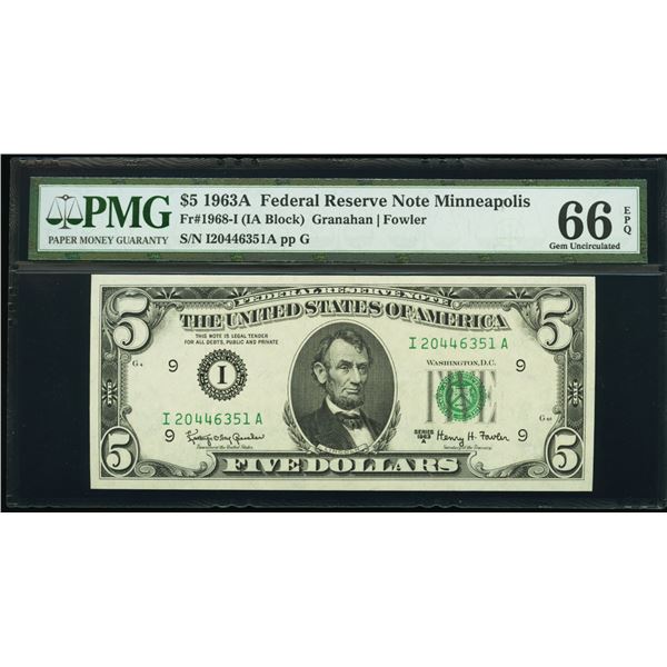 1963A $5 Minneapolis FRN PMG 66EPQ