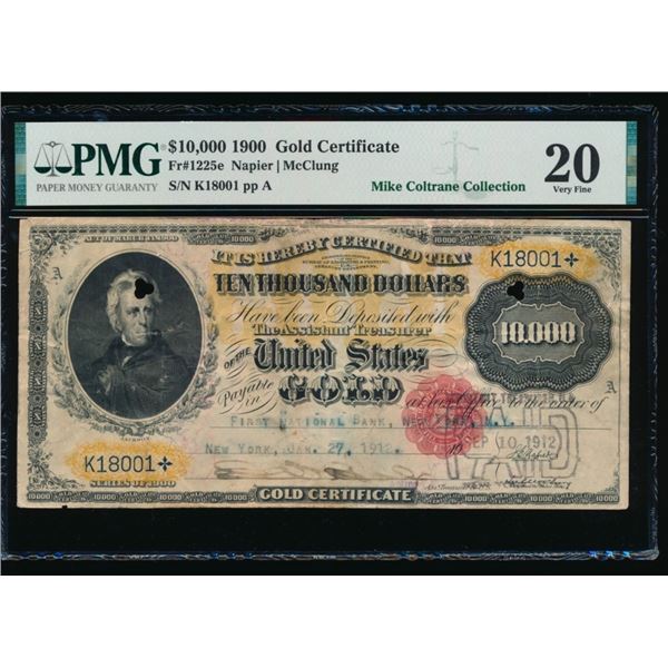 1900 $10,000 Gold Certificate PMG 20