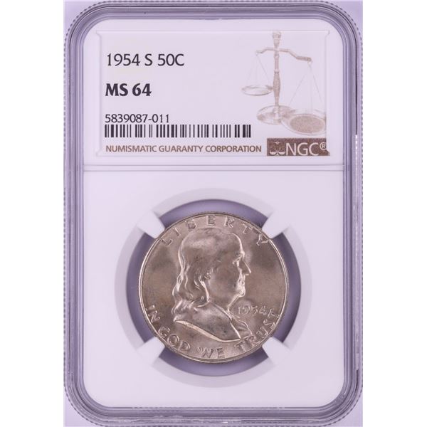 1954-S Franklin Half Dollar Coin NGC MS64