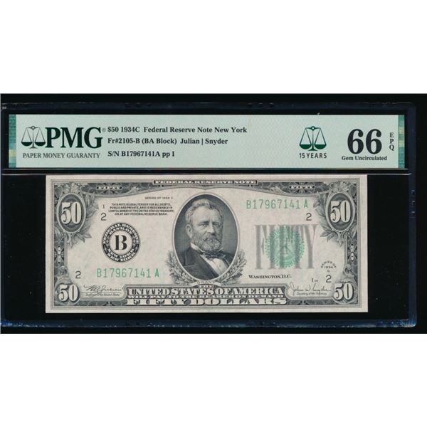 1934C $50 New York FRN PMG 66EPQ